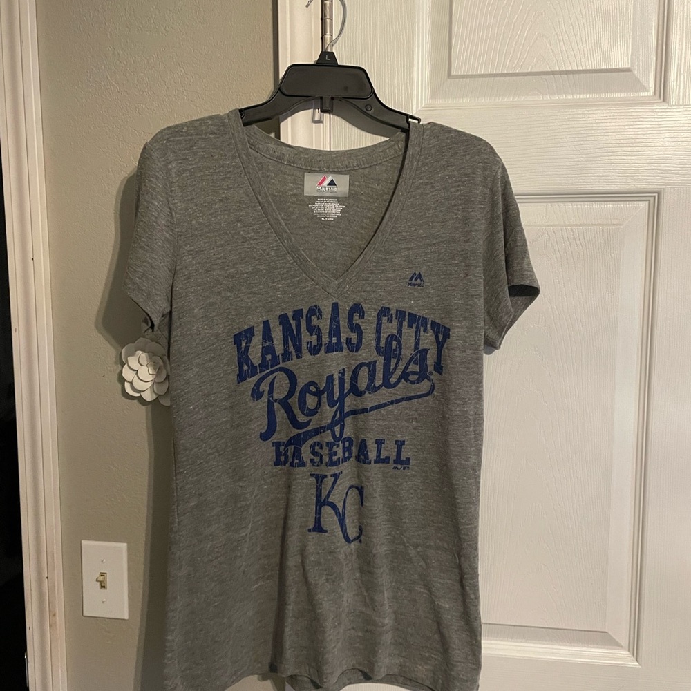 Gray Kansas City Royals V-Neck T-Shirt